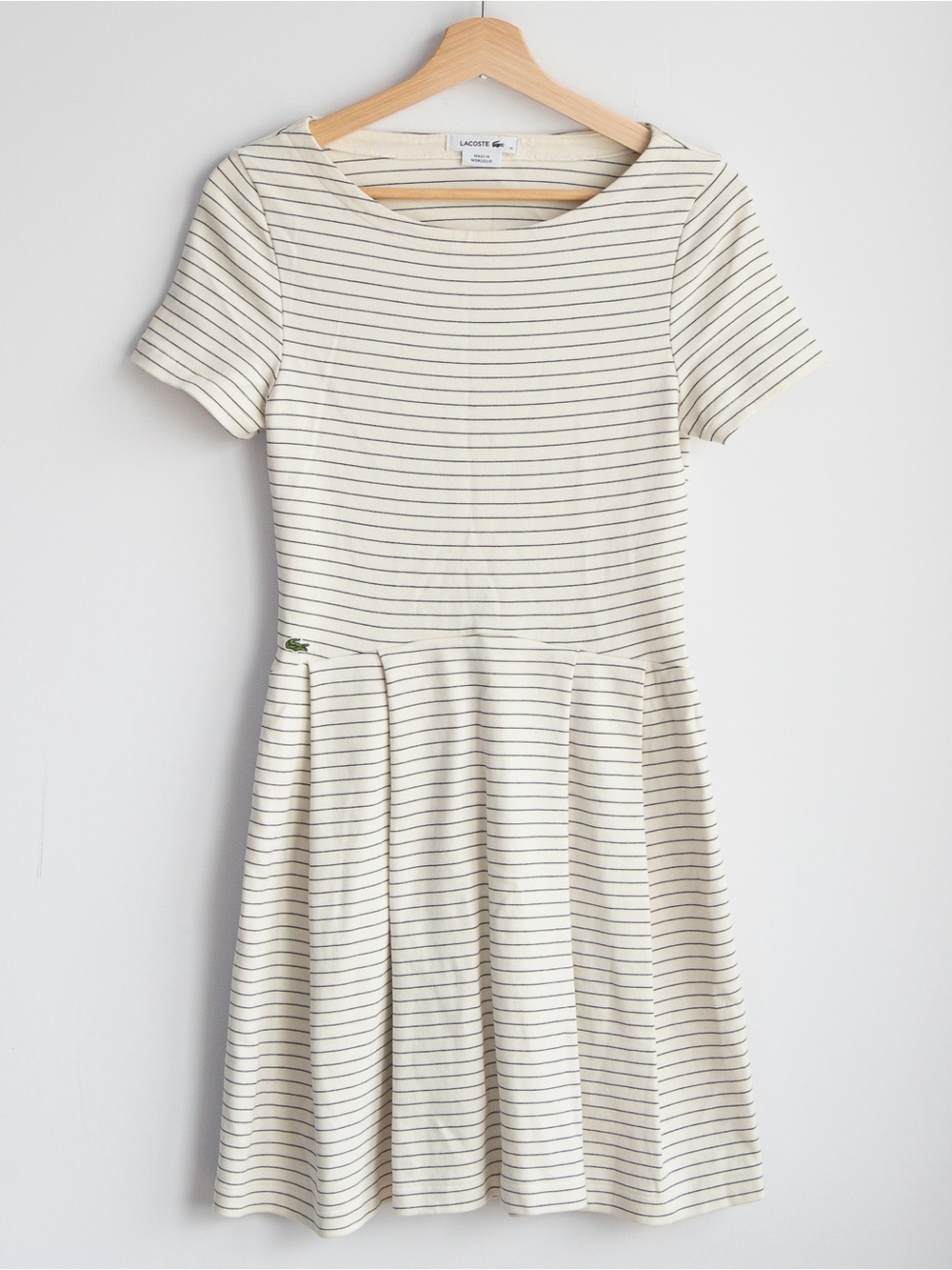 Lacoste Cream Navy Striped Open Back Dress Size 36